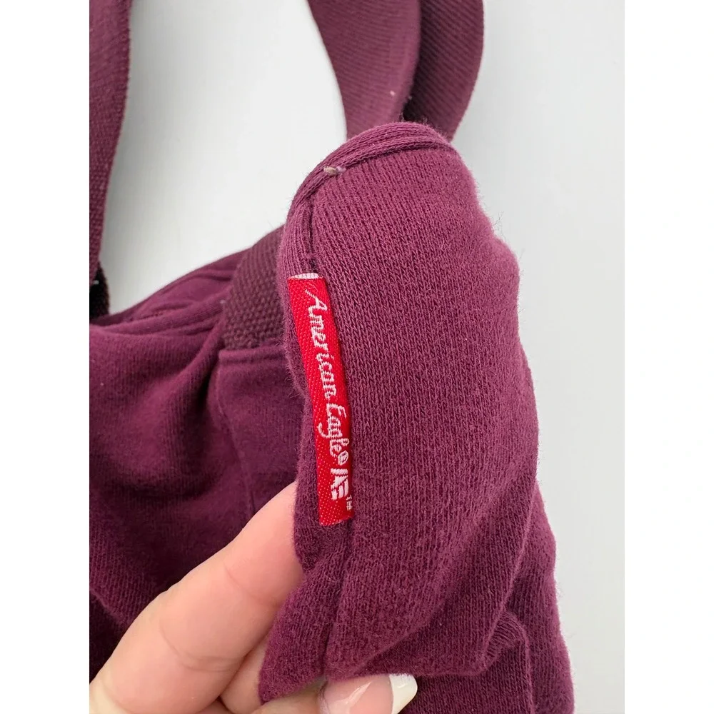 American Eagle Vintage Burgundy Sweatshirt Tote Bag Ruched Logo Strap Maroon